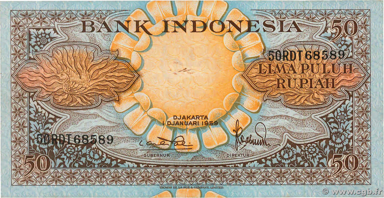 50 Rupiah INDONESIA 1959 P.068a XF