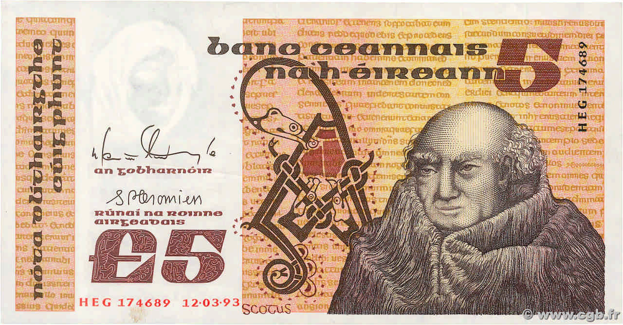 5 Pounds IRELAND REPUBLIC 1993 P.071e XF