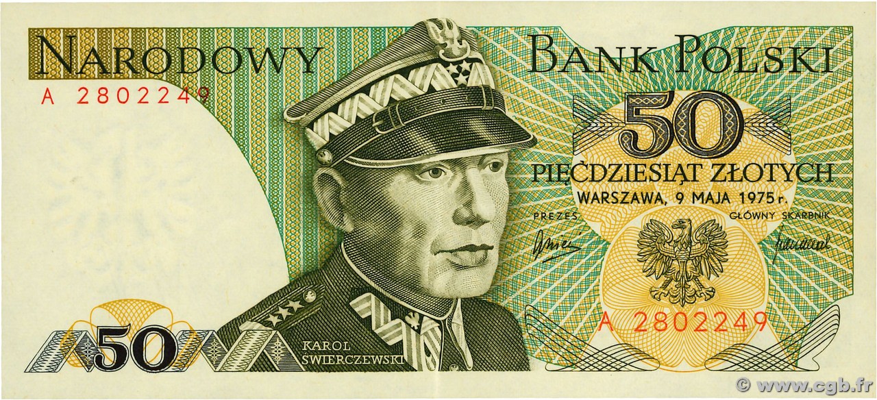 50 Zlotych POLAND 1975 P.142a AU