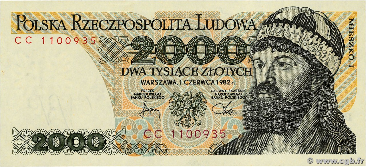 2000 Zlotych POLOGNE 1982 P.147c NEUF