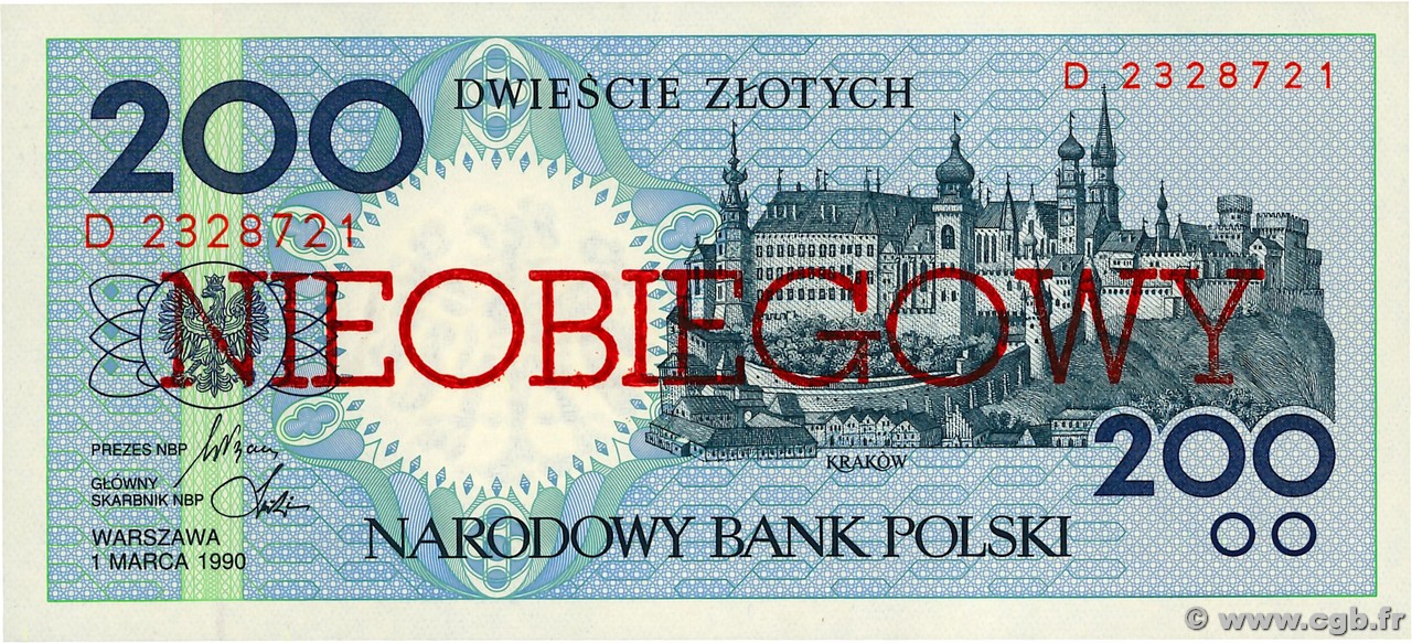 200 Zlotych POLAND 1990 P.171a UNC