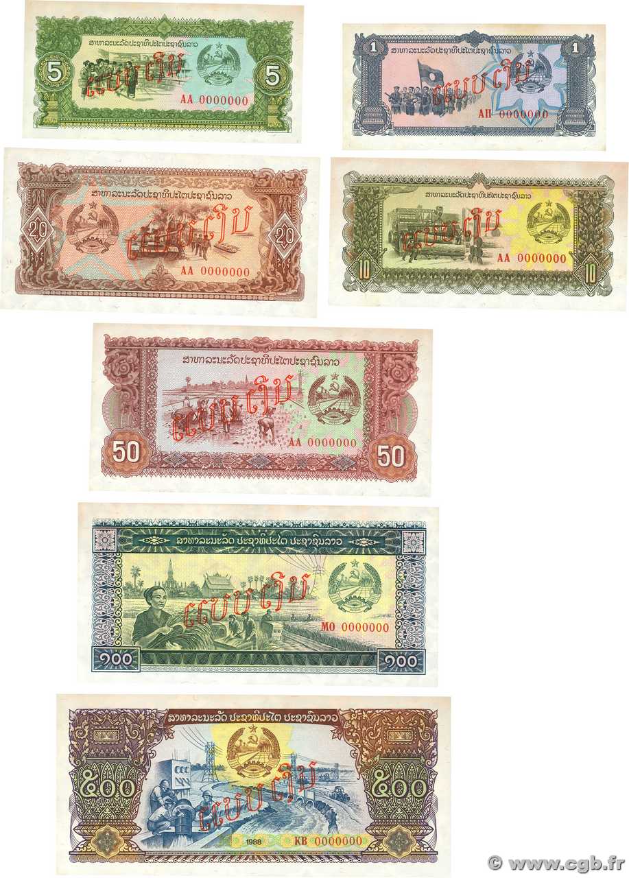 500 Kip Spécimen LAOS 1979 P.25s au P.31s fST+