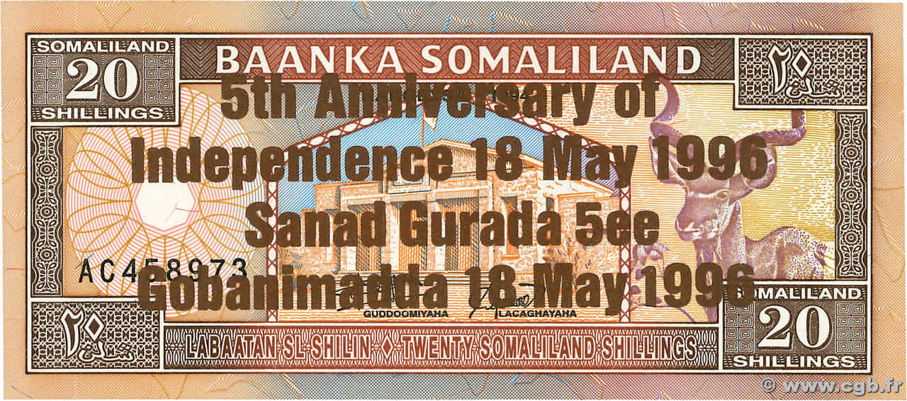 20 Schillings Commémoratif SOMALILAND 1994 P.10a UNC