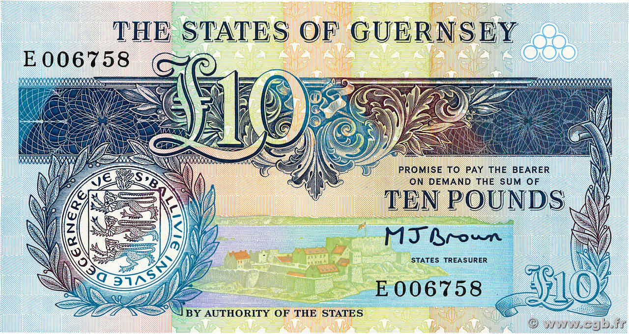 10 Pounds GUERNSEY 1991 P.54a UNC