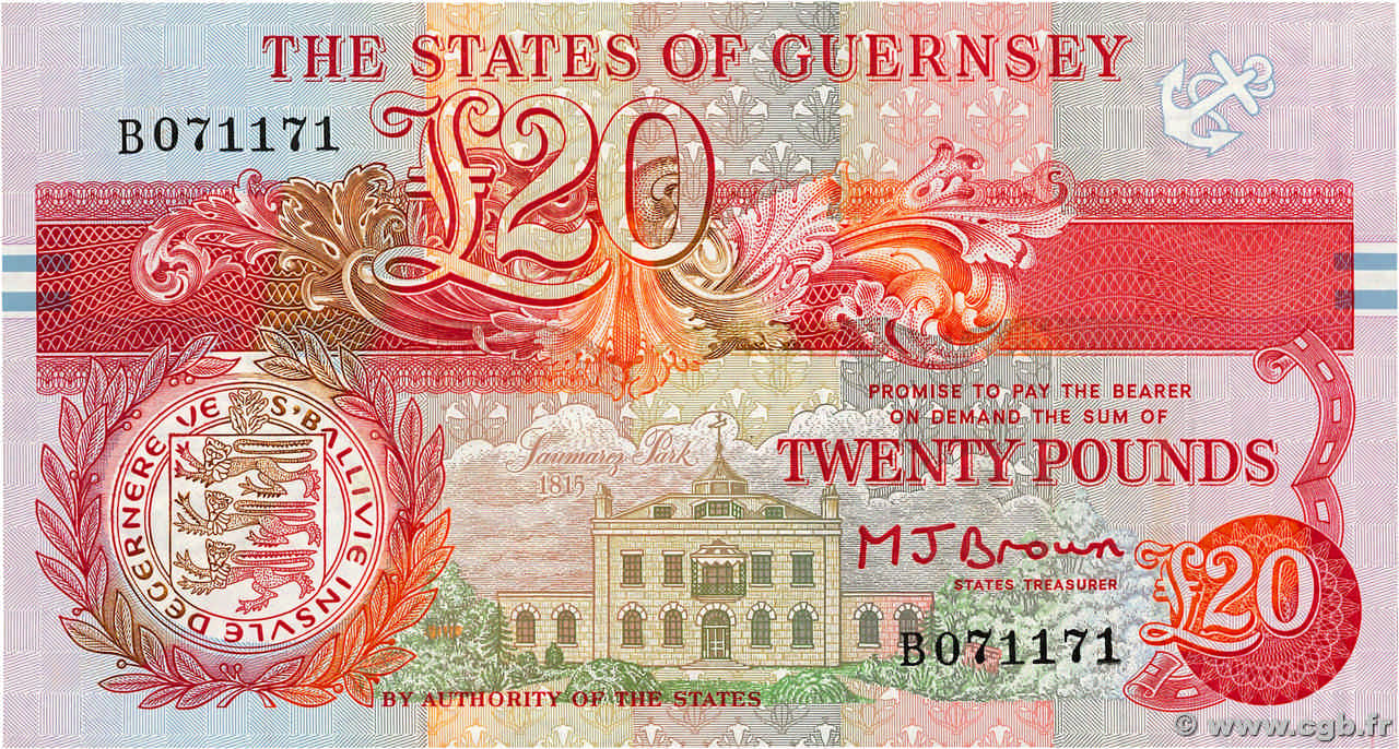 20 Pounds GUERNSEY 1991 P.55a UNC