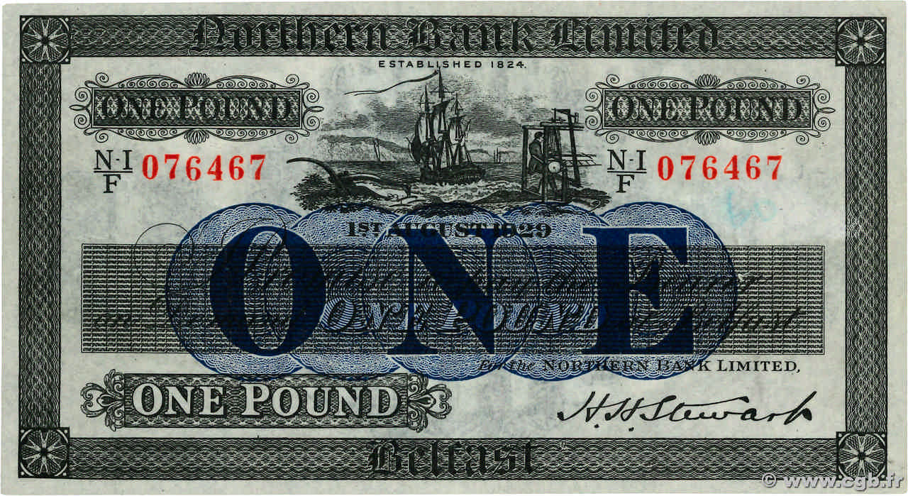 1 Pound NORTHERN IRELAND 1929 P.178a XF