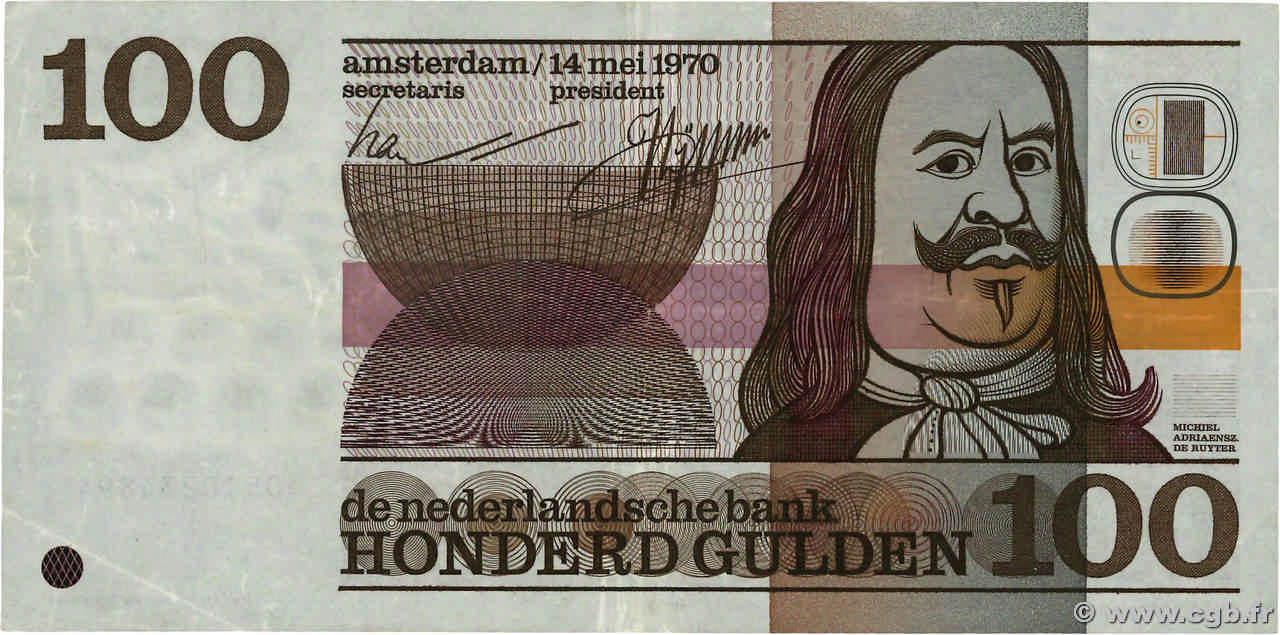 100 Gulden NETHERLANDS 1970 P.093a VF