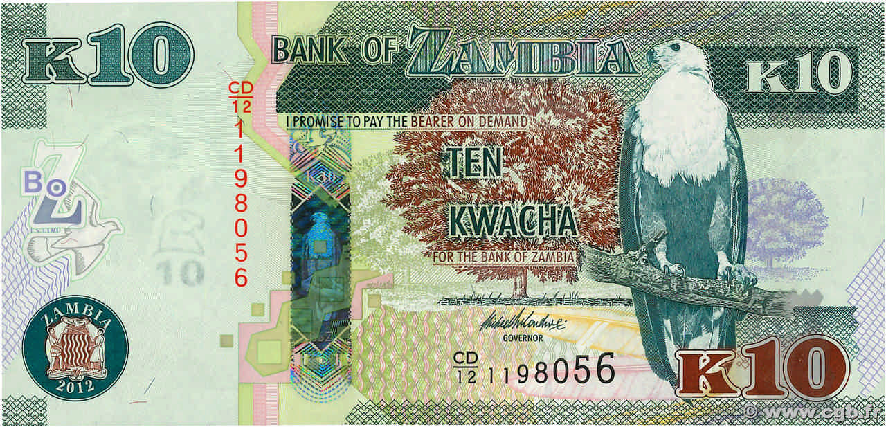 10 Kwacha SAMBIA 2012 P.51a ST