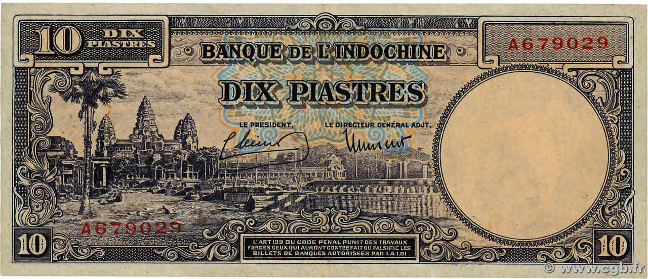 10 Piastres INDOCHINE FRANÇAISE 1946 P.080 TTB+