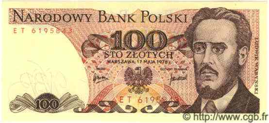 100 Zlotych POLOGNE  1976 P.143a NEUF