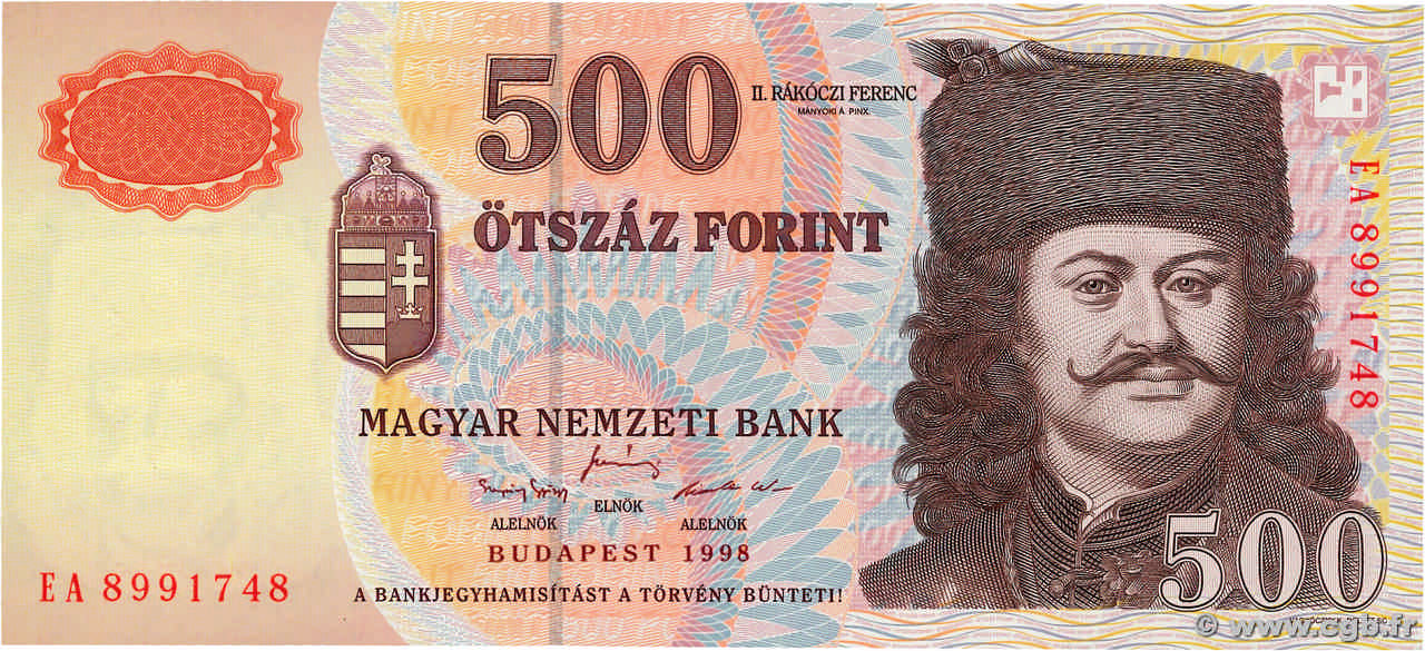 500 Forint HUNGARY 1998 P.179a UNC