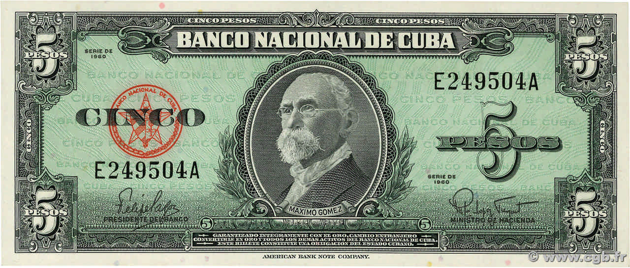 5 Pesos CUBA  1960 P.092a NEUF