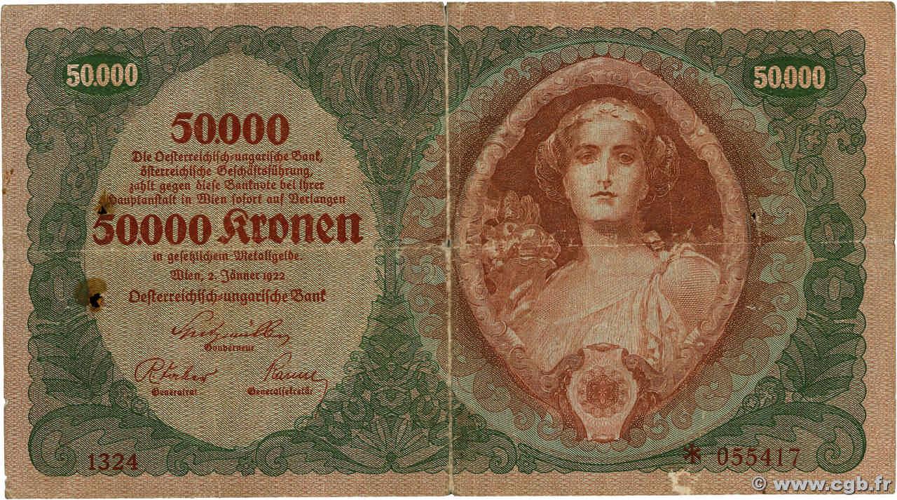 50000 Kronen AUTRICHE 1922 P.080 B+