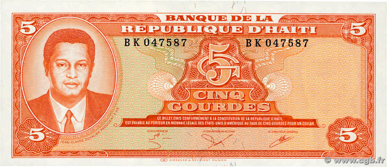 5 Gourdes HAÏTI 1985 P.241a SUP+