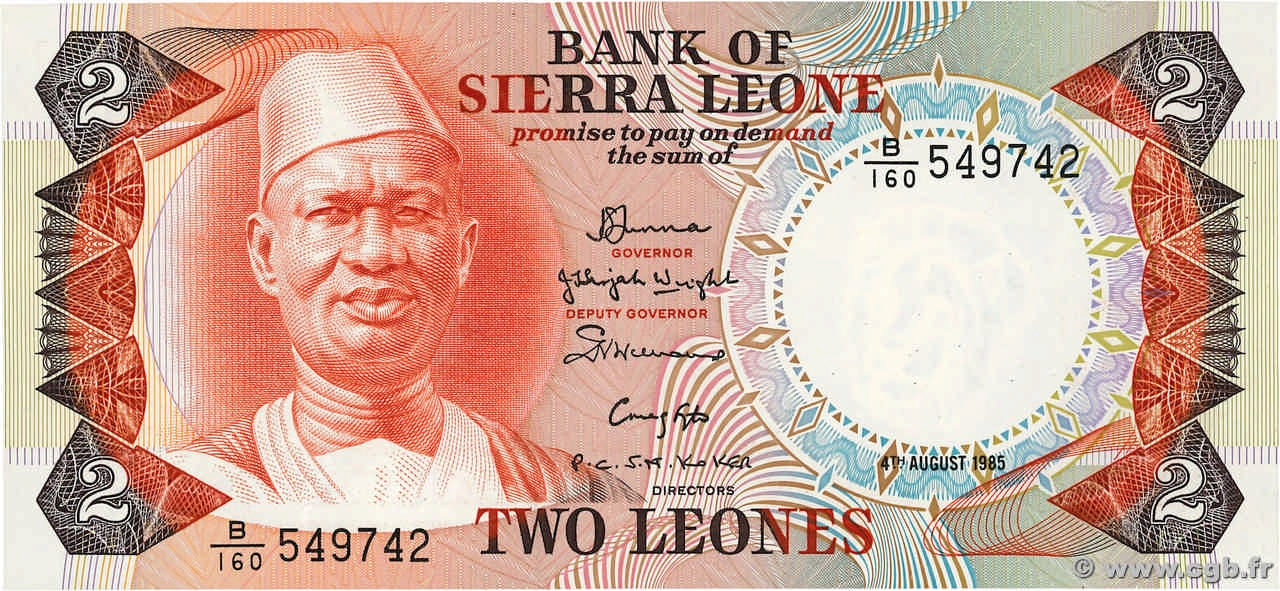 2 Leones SIERRA LEONE 1985 P.06h NEUF