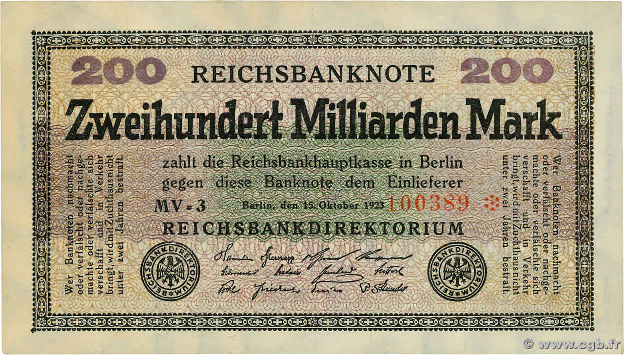 200 Milliarden Mark GERMANY 1923 P.121a XF+