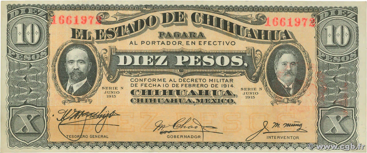 10 Pesos MEXICO 1915 PS.0535a UNC-