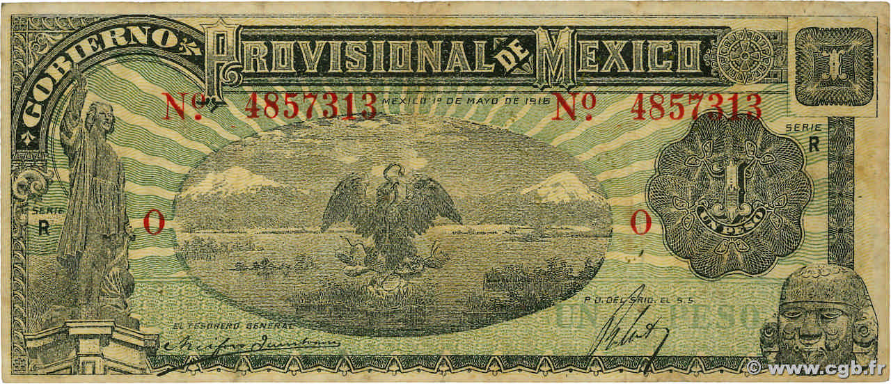 1 Peso MEXICO 1916 PS.0709 F