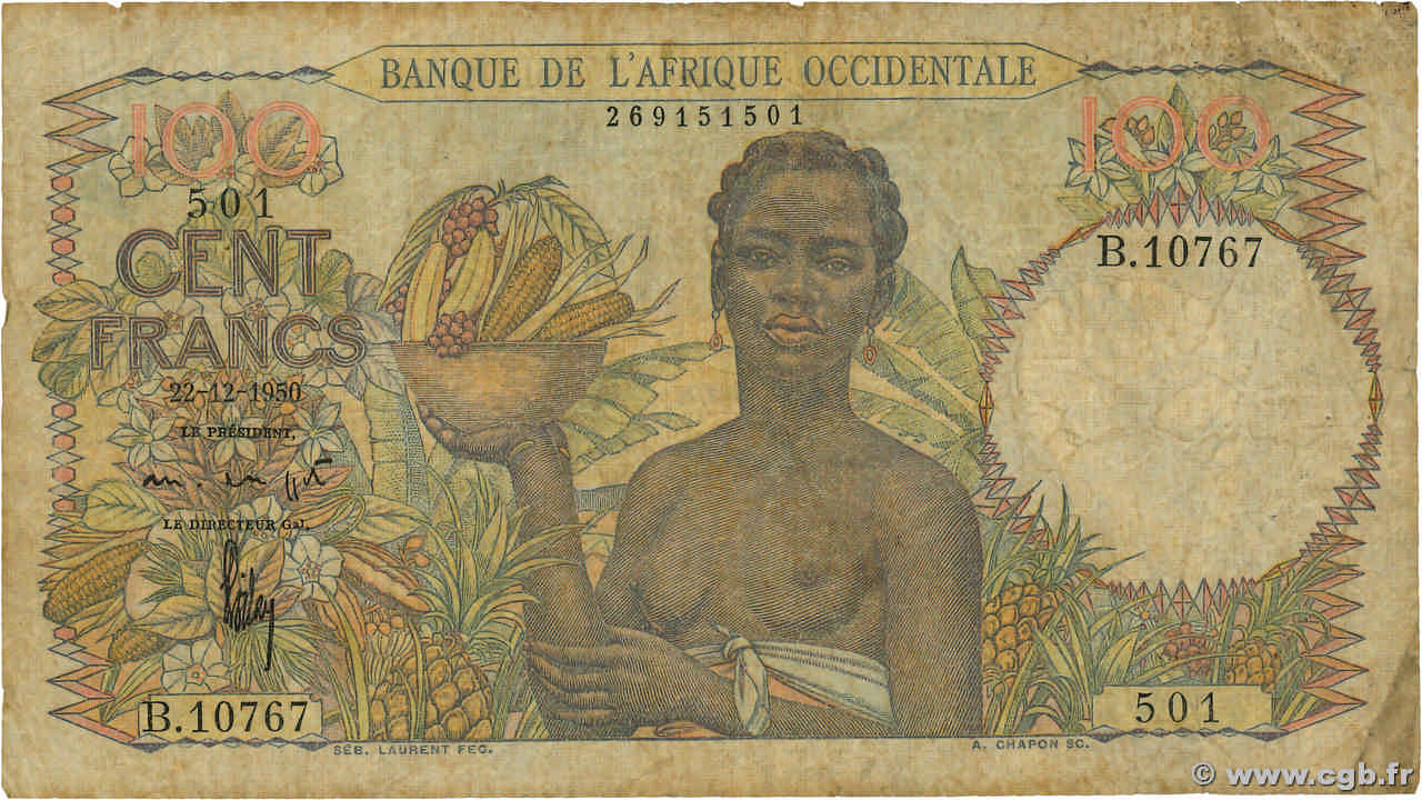 100 Francs FRENCH WEST AFRICA (1895-1958) 1950 P.40 G