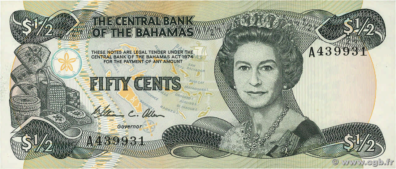 50 Cents BAHAMAS 1984 P.42a AU-