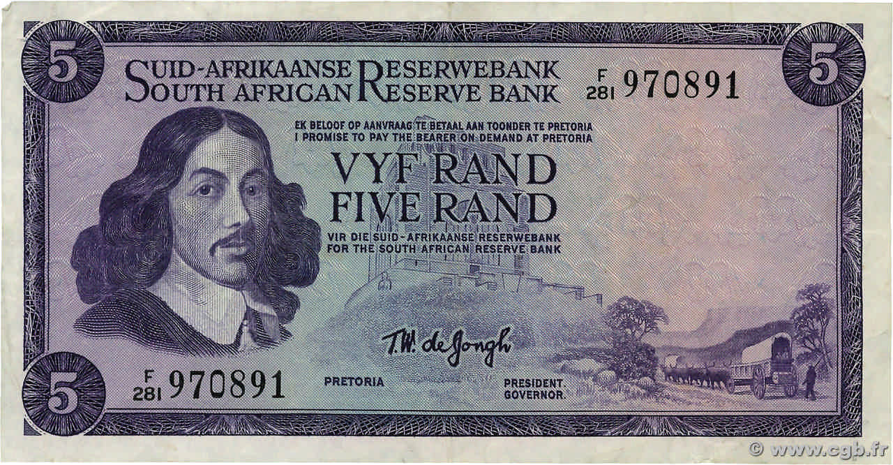 5 Rand SOUTH AFRICA 1975 P.112c VF