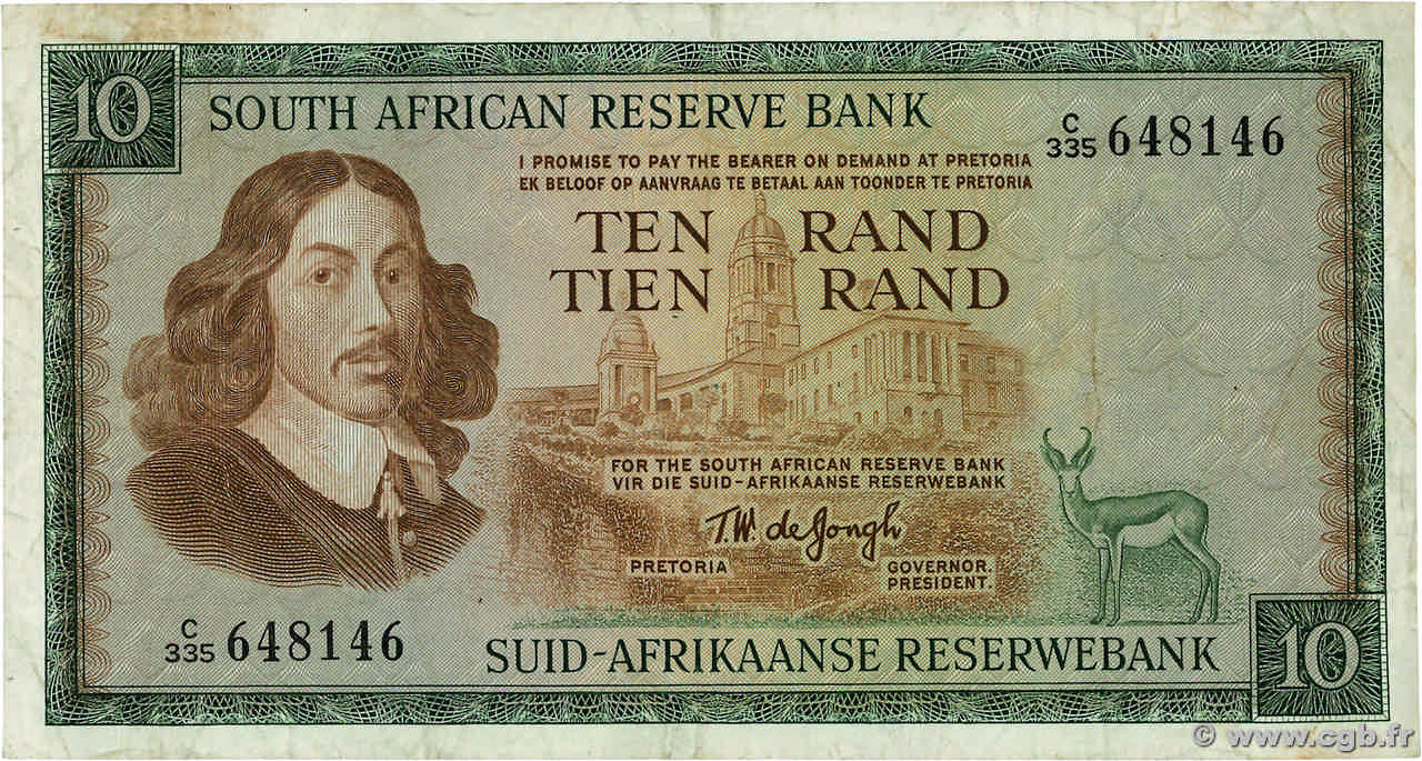 10 Rand SOUTH AFRICA 1975 P.113c VF