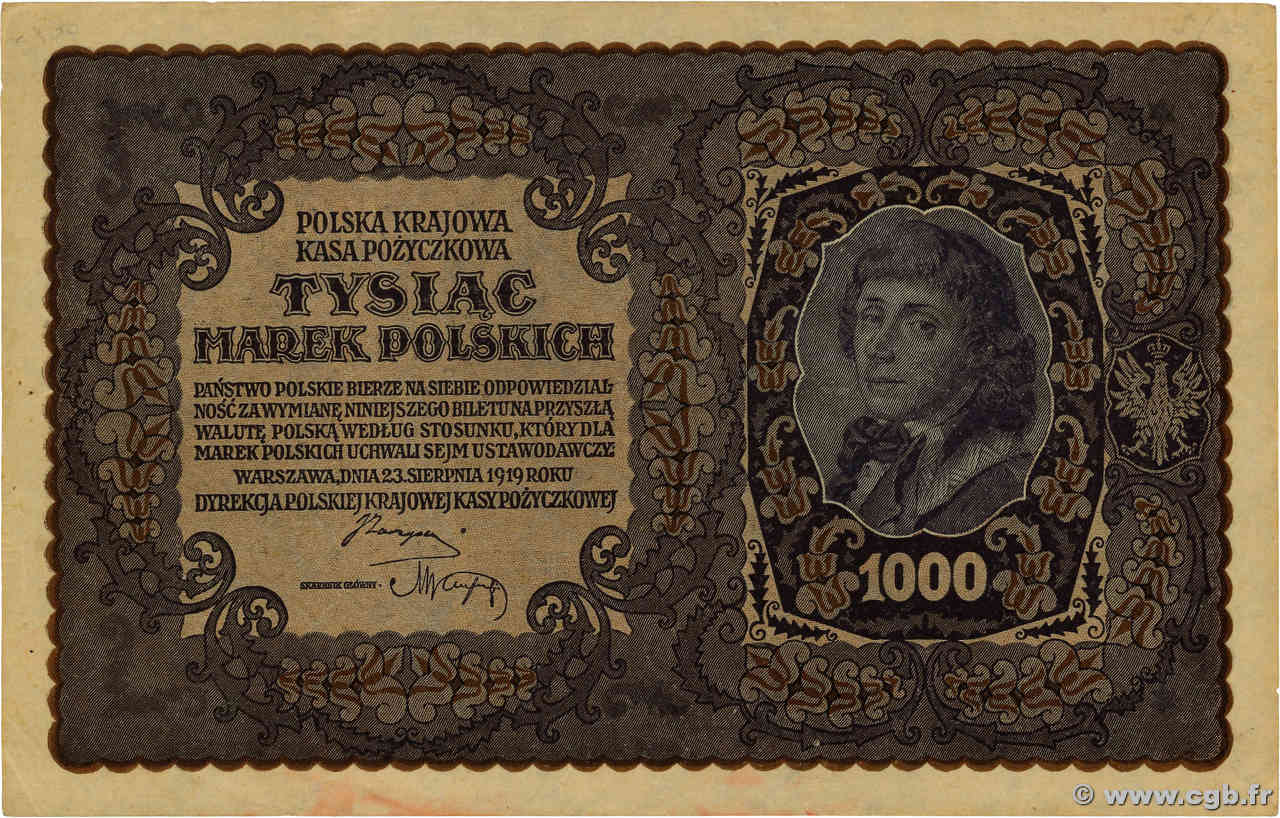 1000 Marek POLOGNE 1919 P.029 SUP