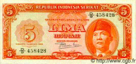 5 Rupiah INDONÉSIE  1950 P.036 NEUF