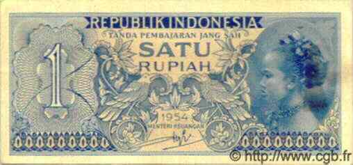 1 Rupiah INDONÉSIE  1954 P.072 SUP