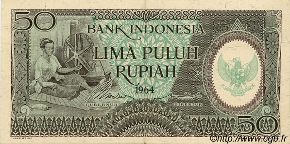 50 Rupiah INDONÉSIE  1964 P.096 pr.SUP