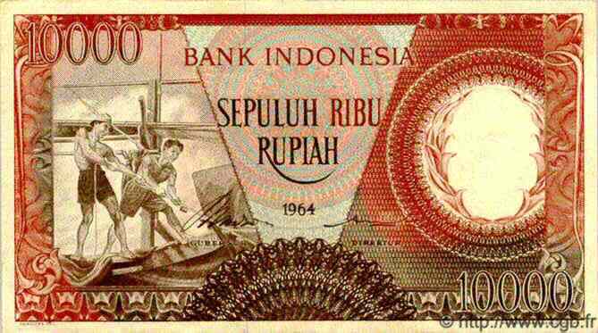 10000 Rupiah INDONÉSIE  1964 P.099 TTB