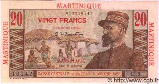20 Francs Émile Gentil MARTINIQUE  1946 P.29 SPL