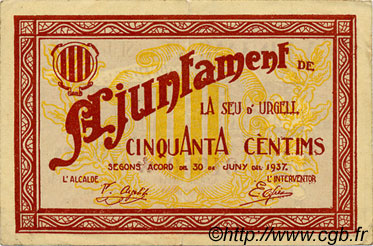50 Centims ESPAGNE Seu D Urgell 1937 C.568 TTB