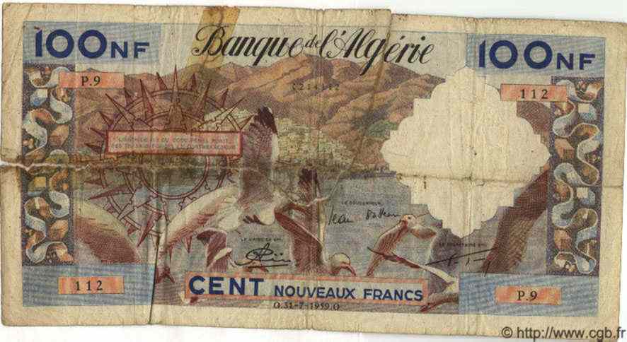 100 Nouveaux Francs ALGÉRIE  1959 P.050 M