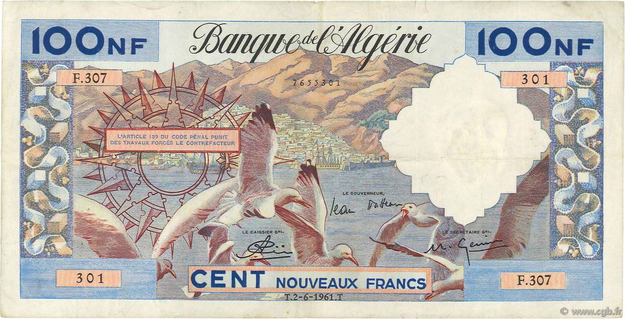 100 Nouveaux Francs ALGÉRIE  1959 P.121b pr.TTB