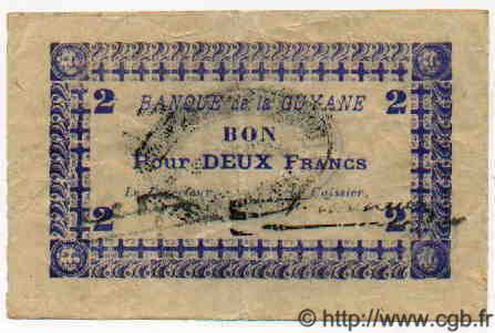 2 Francs GUYANE  1941 P.11Cb TTB