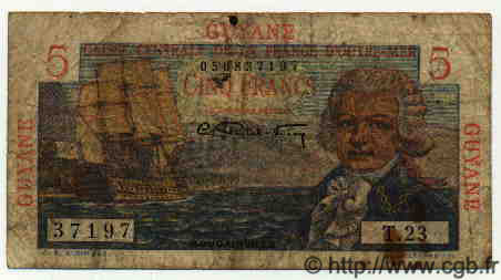 5 Francs Bougainville GUYANE  1949 P.19 B+ à TB