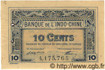 10 Cents INDOCHINE FRANÇAISE  1922 P.043 SUP