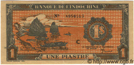 1 Piastre orange INDOCHINE FRANÇAISE  1945 P.058c SUP