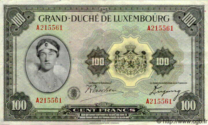 100 Francs LUXEMBOURG  1934 P.39 TTB