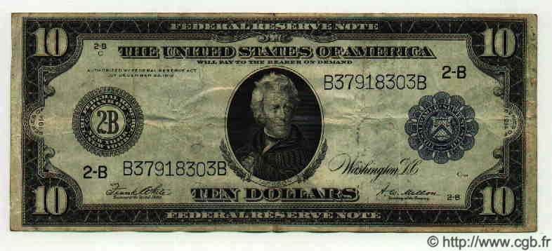 10 Dollars ÉTATS-UNIS D AMÉRIQUE New York 1914 P.360b TTB