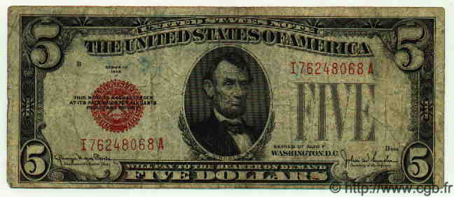 5 Dollars ÉTATS-UNIS D AMÉRIQUE  1928 P.379f TB