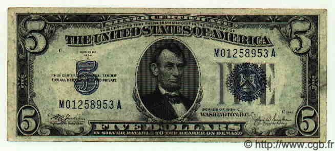 5 Dollars ÉTATS-UNIS D AMÉRIQUE  1934 P.414Ac TTB+