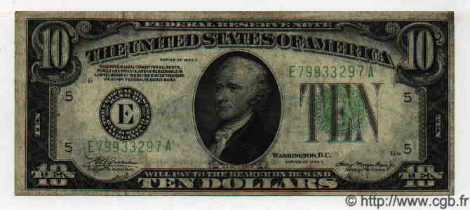 10 Dollars ÉTATS-UNIS D AMÉRIQUE Richmond 1934 P.430Da TTB+ à SUP