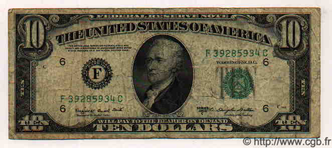 10 Dollars ÉTATS-UNIS D AMÉRIQUE Atlanta 1950 P.439c TB