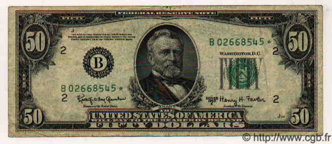 50 Dollars ÉTATS-UNIS D AMÉRIQUE New York 1950 P.441e TB à TTB