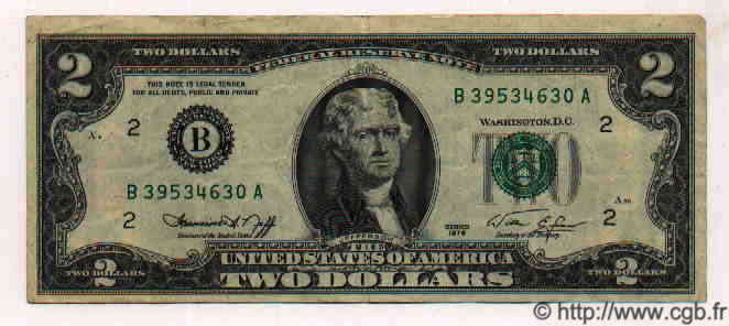 2 Dollars ÉTATS-UNIS D AMÉRIQUE New York 1976 P.461 TTB