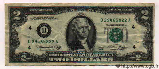 2 Dollars ÉTATS-UNIS D AMÉRIQUE Cleveland 1976 P.461 TTB