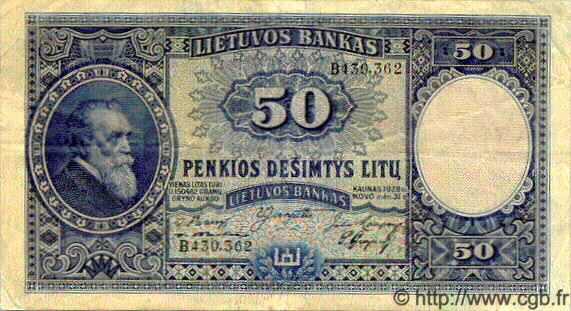 50 Litu LITUANIE  1928 P.24 TTB