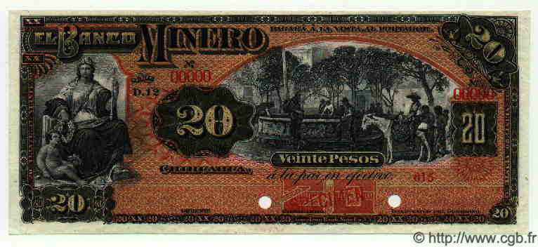 20 Pesos Spécimen MEXIQUE  1915 PS.0165As2 NEUF